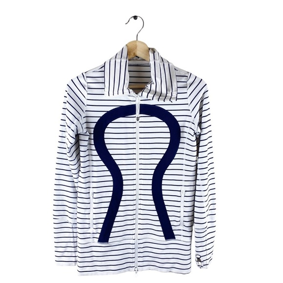 Lululemon In Stride Jacket 4 Navy Striped - Picture 5 of 12